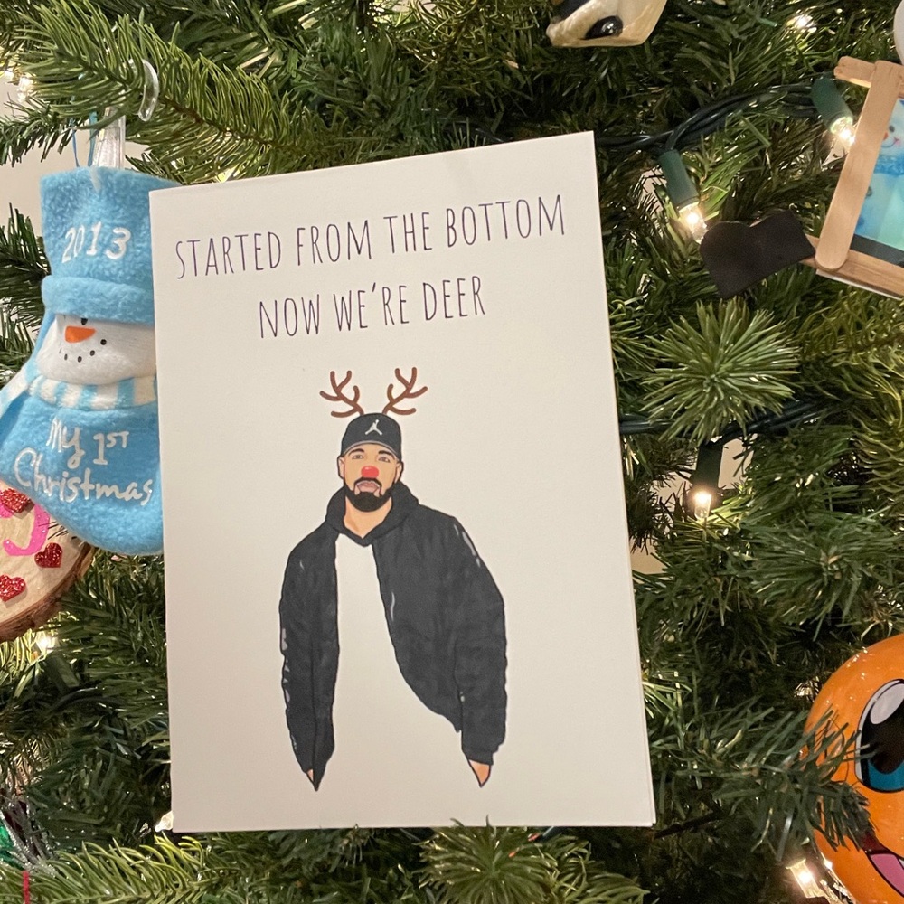 Drake Christmas Card with Reindeer Antlers